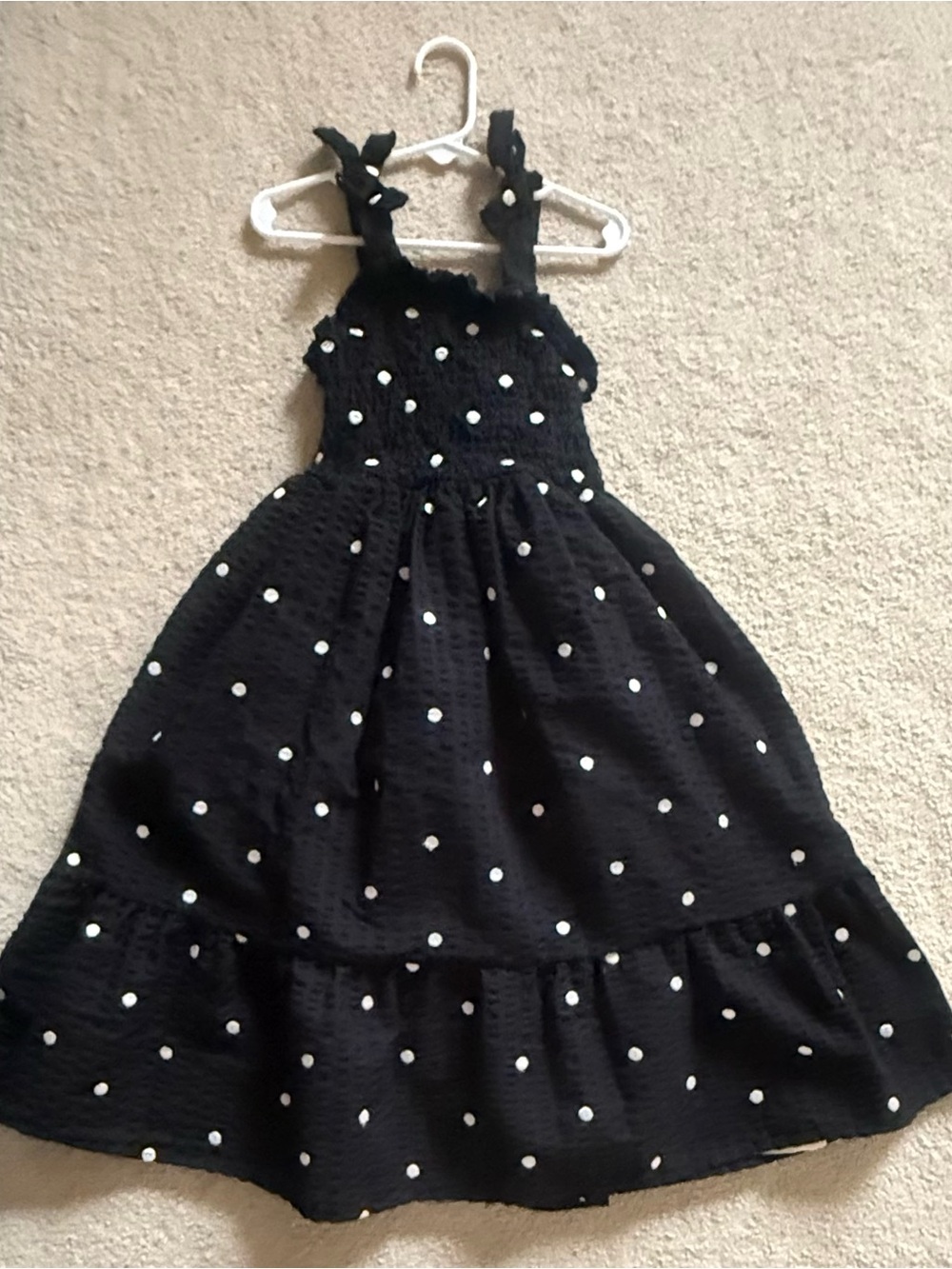 btween Black Dress with White Polka Dots and Tie Straps